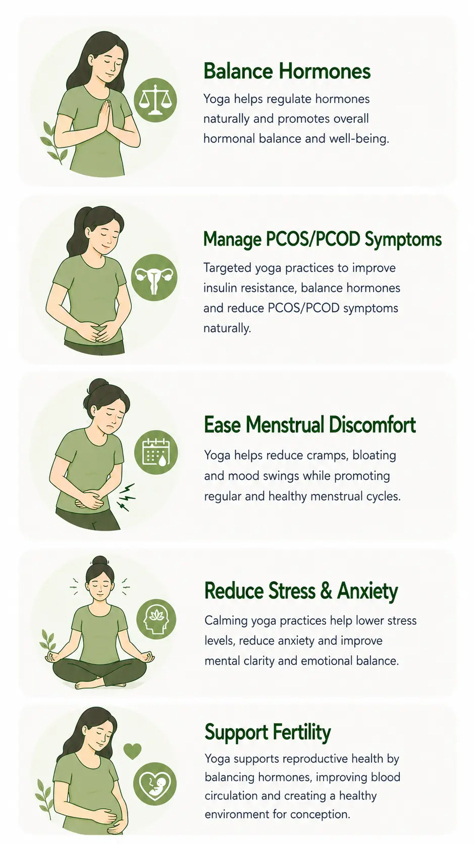 Common Goals We Help You Achieve — Balance Hormones, Manage PCOS/PCOD Symptoms, Ease Menstrual Discomfort, Reduce Stress & Anxiety, Support Fertility, Build Confidence